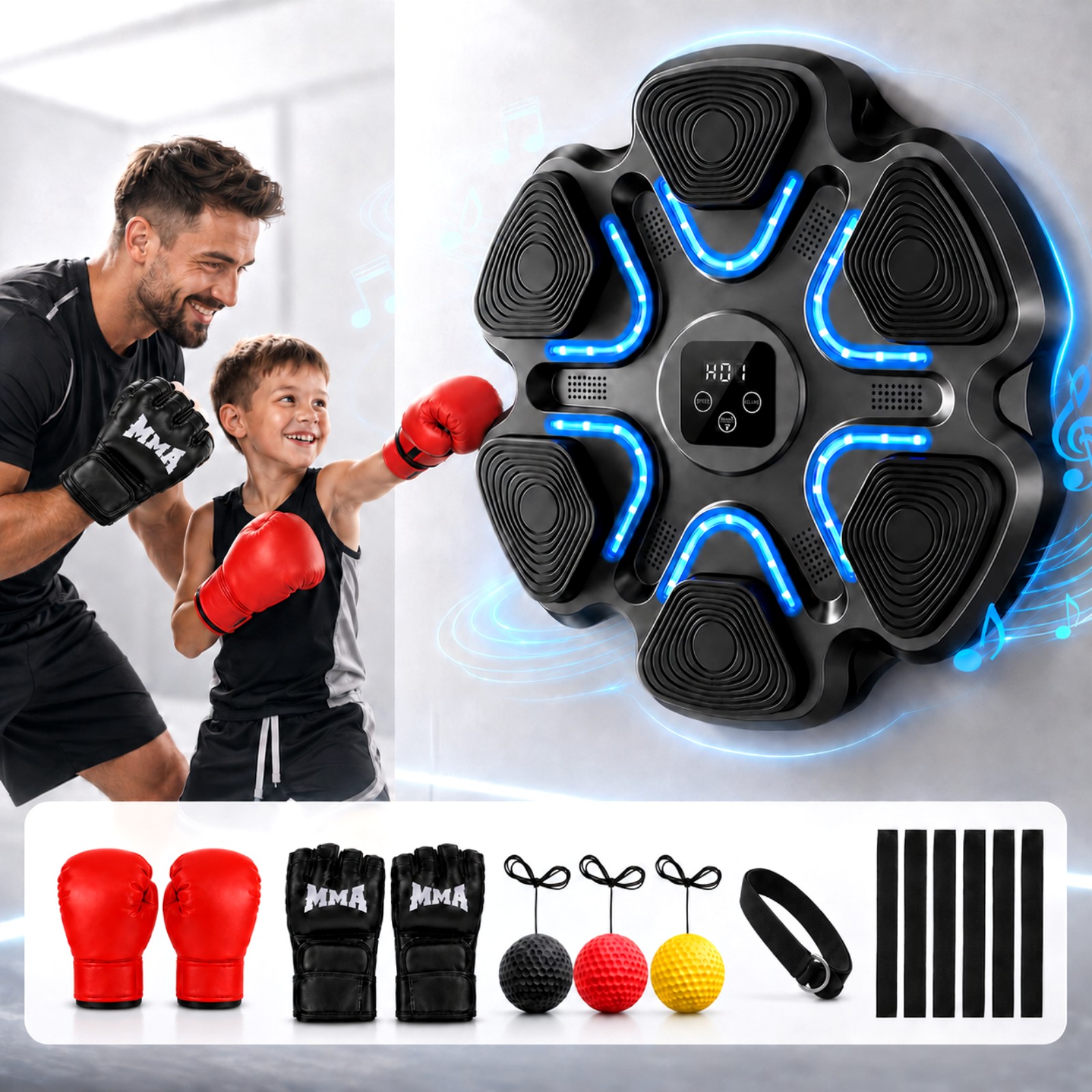 Home Gym Wall Mounted - Music Boxing Machine Kids Adults with