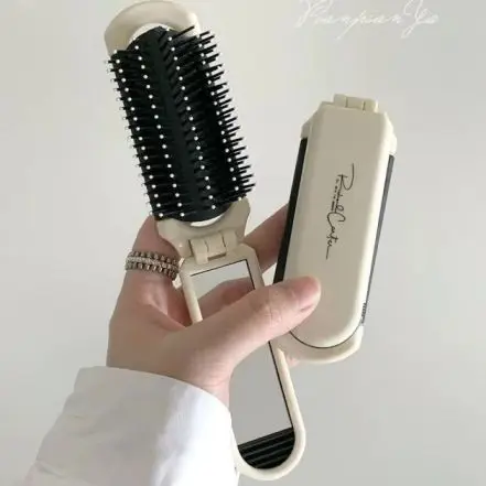 Home Gym Essentials - Portable Folding Hair Brush with Mirror