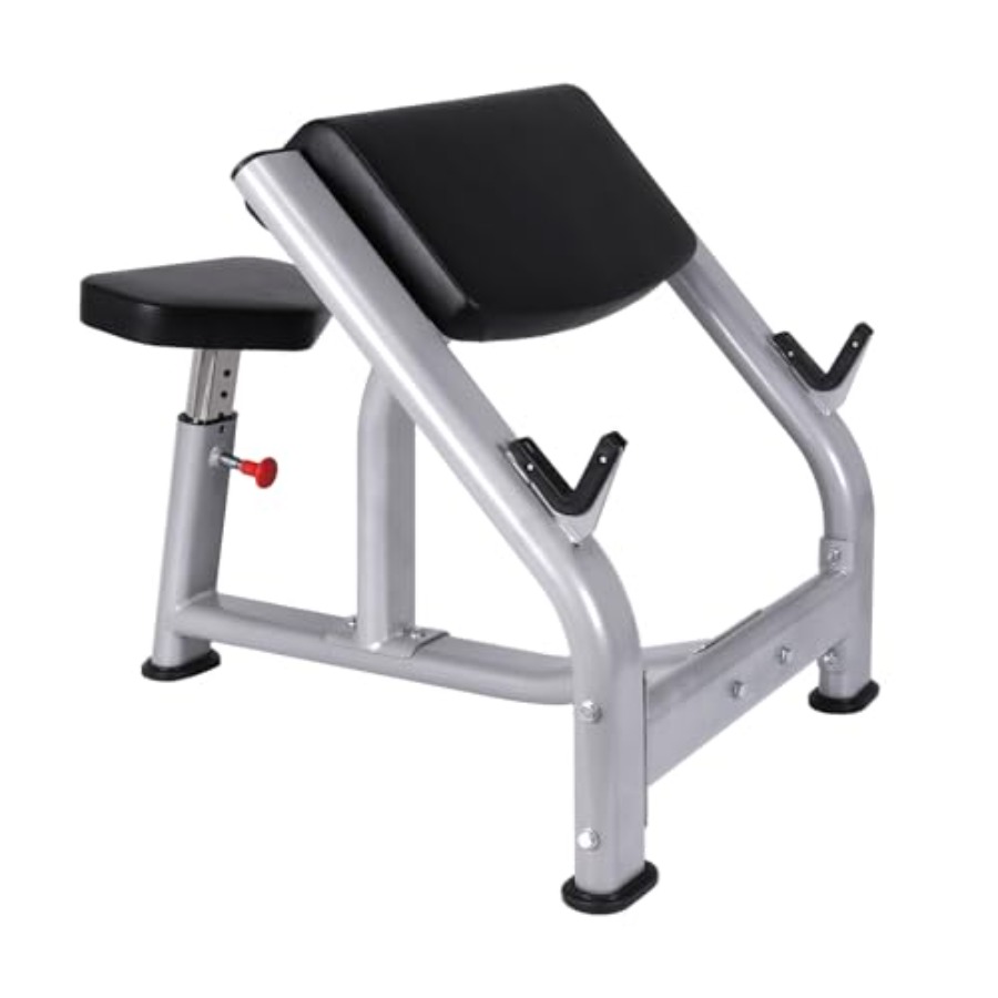 Home Gym Upper Body Workout - Adjustable Fitness Preacher Curl Bench for