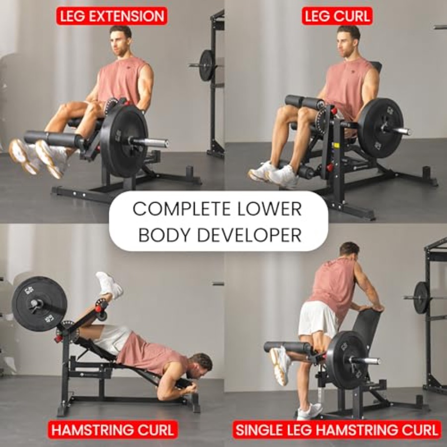 Adjustable Weight Bench with L - Home Gym Leg Extension Machine avaliação e preço