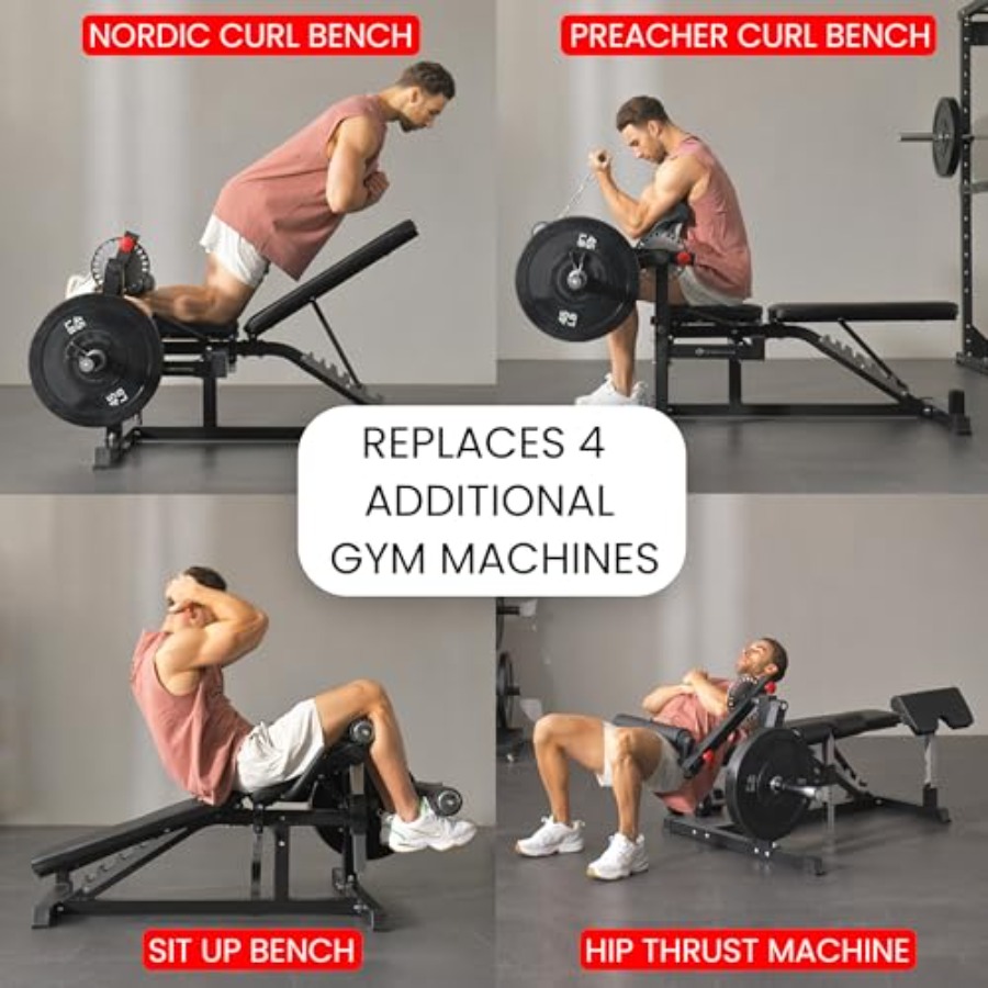 Adjustable Weight Bench with L - Home Gym Leg Extension Machine avaliação e preço