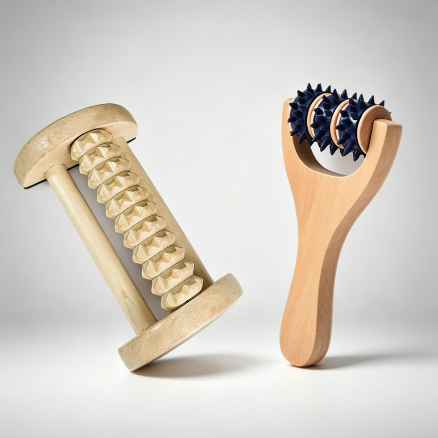 2Pcs Wooden Massage Roller Set - Home Gym Essentials avaliação e preço