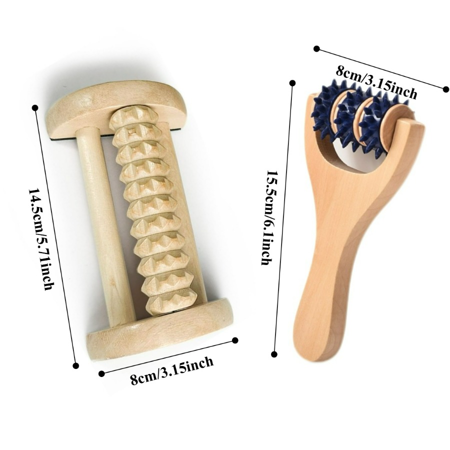 2Pcs Wooden Massage Roller Set - Home Gym Essentials avaliação e preço