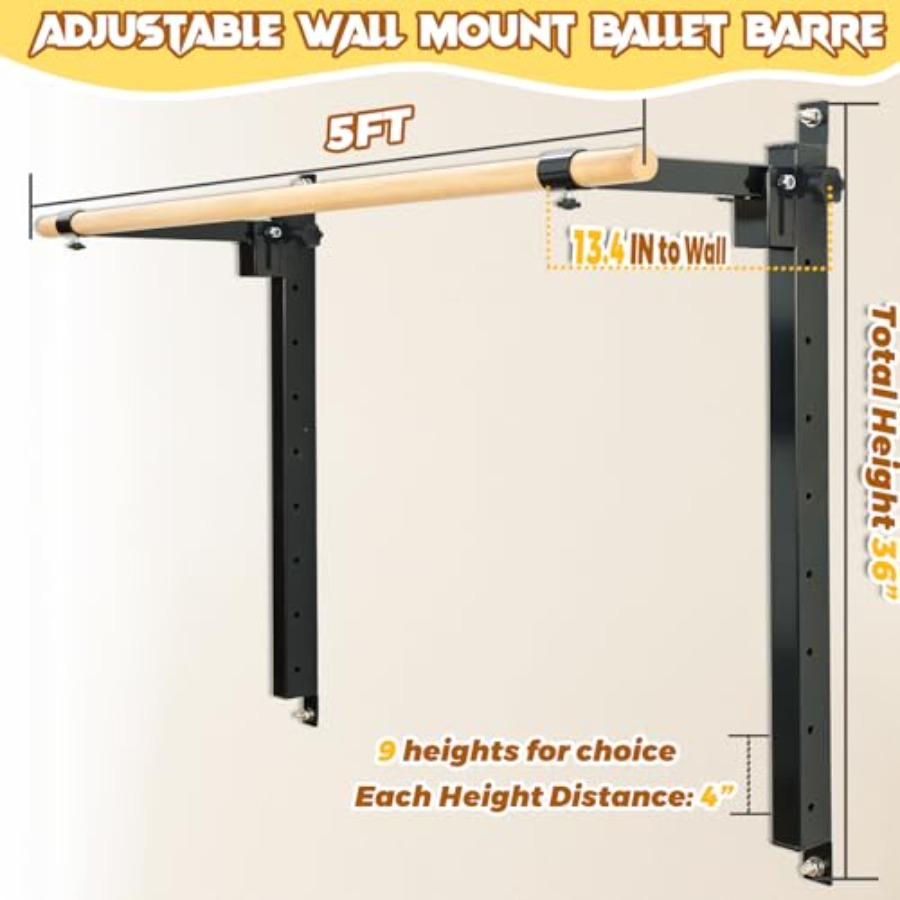 Wall Mounted Ballet Barre 4ft  - Home Gym Wall Mounted avaliação e preço