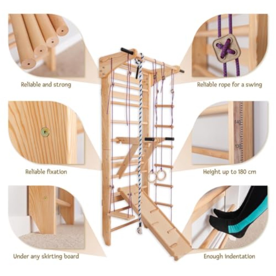 Swedish Ladder Wall Bars for h - Gymnastic Rings Wooden avaliação e preço