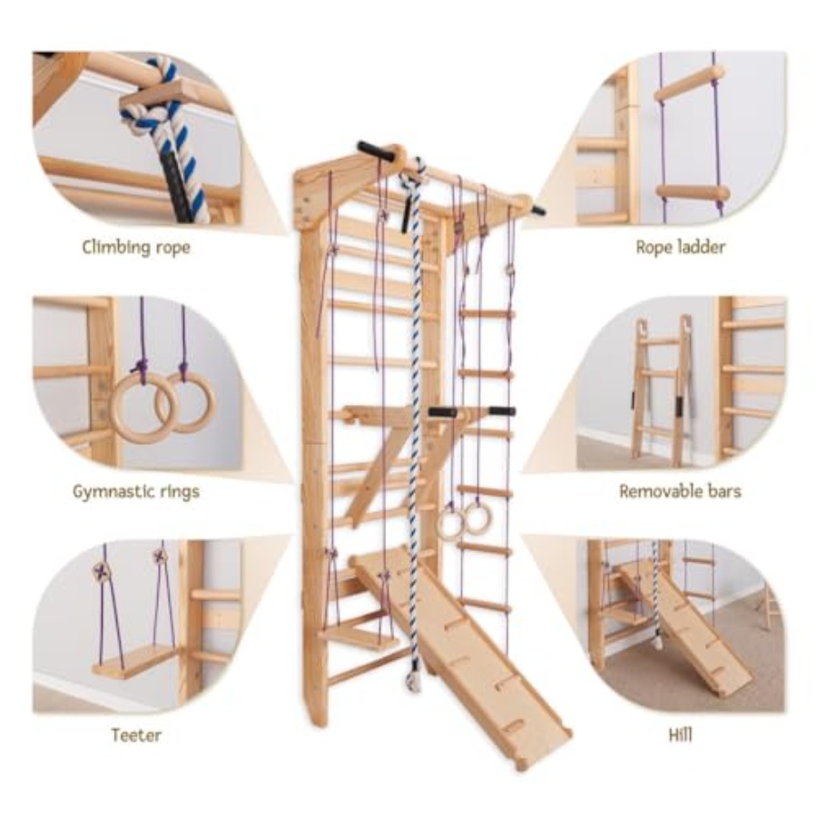 Swedish Ladder Wall Bars for h - Gymnastic Rings Wooden avaliação e preço
