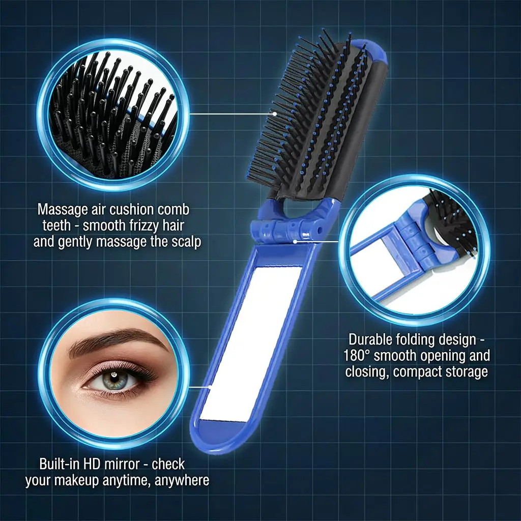 Portable Folding Hair Brush wi - Home Gym Essentials avaliação e preço