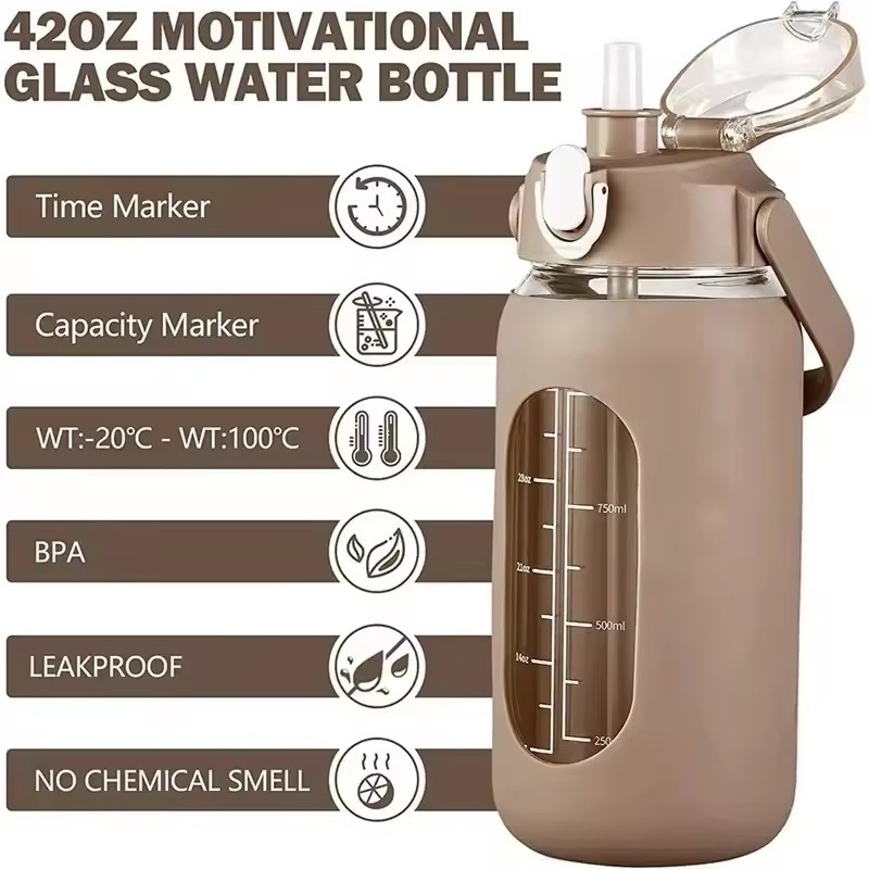 1000ML Glass Water Bottles wit - Home Gym Kettler avaliação e preço
