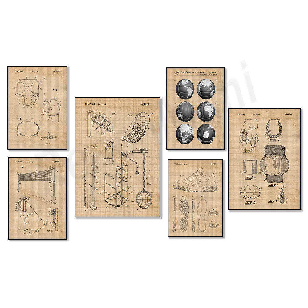 Vintage Volleyball Patent Prin - Home Gym Japan avaliação e preço