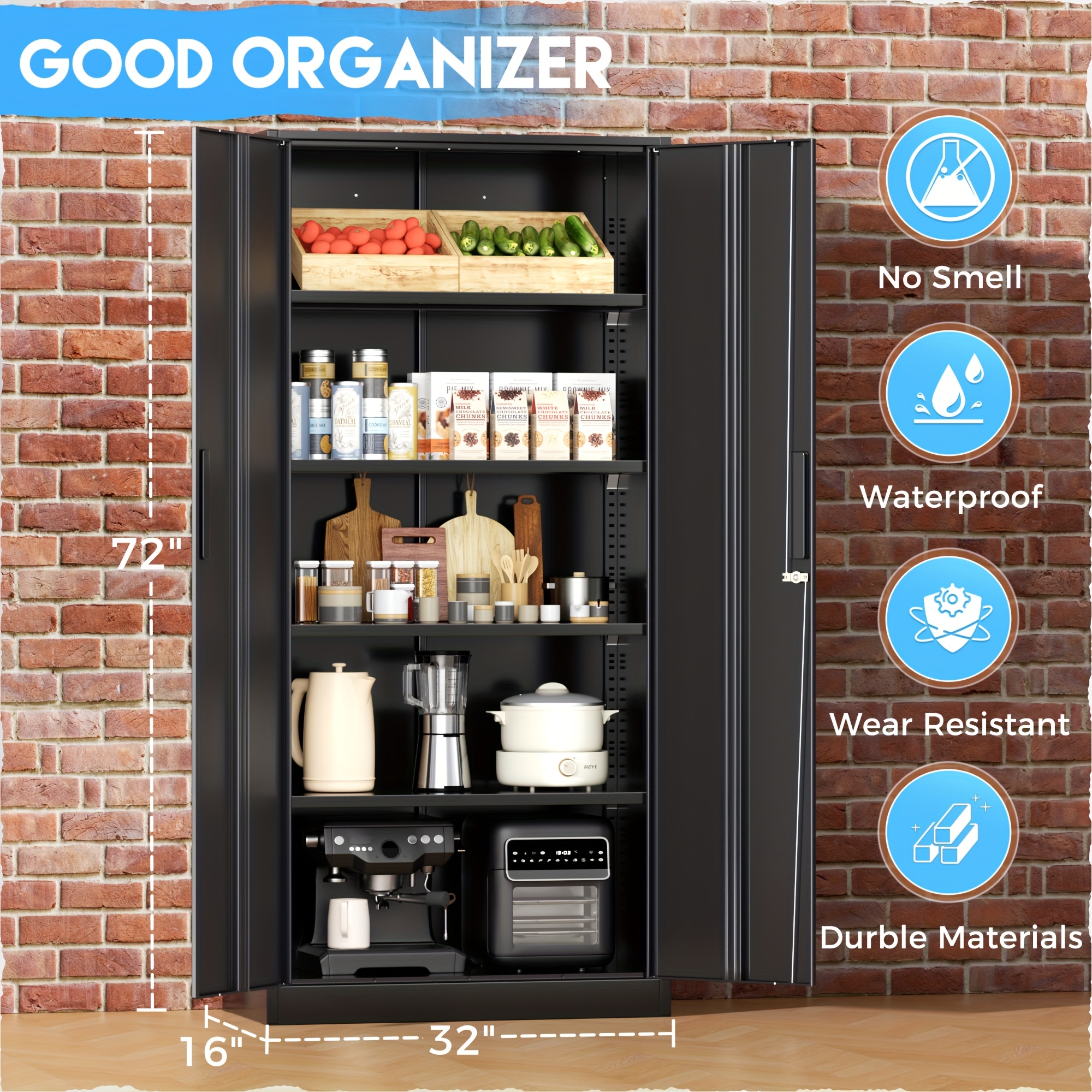 Metal Storage Cabinet, 71''/ 3 - Home Gym Organization avaliação e preço