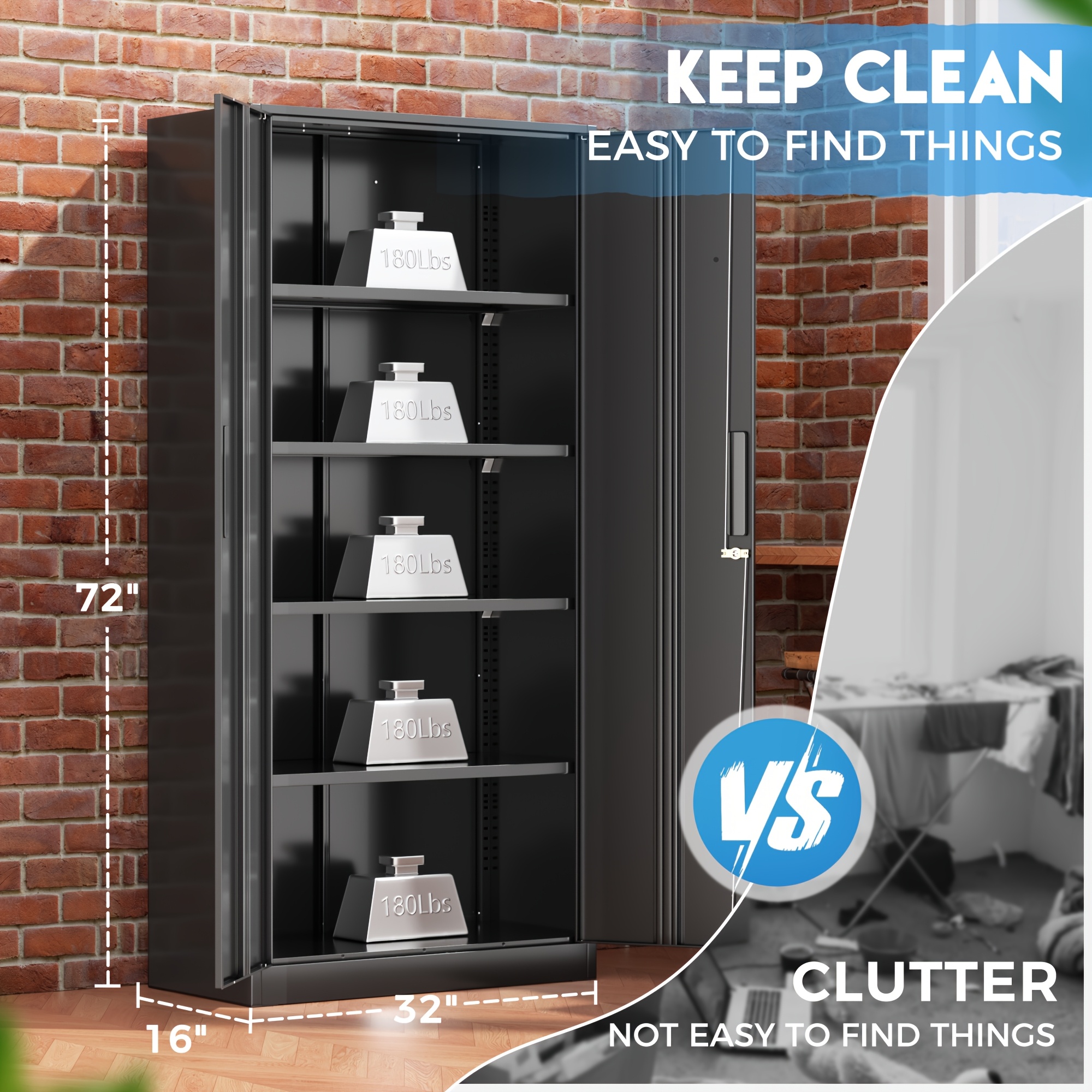 Metal Storage Cabinet, 71''/ 3 - Home Gym Organization avaliação e preço