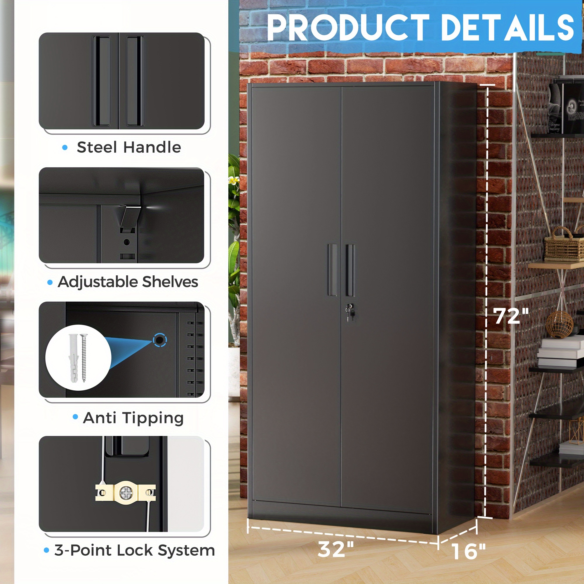 Metal Storage Cabinet, 71''/ 3 - Home Gym Organization avaliação e preço