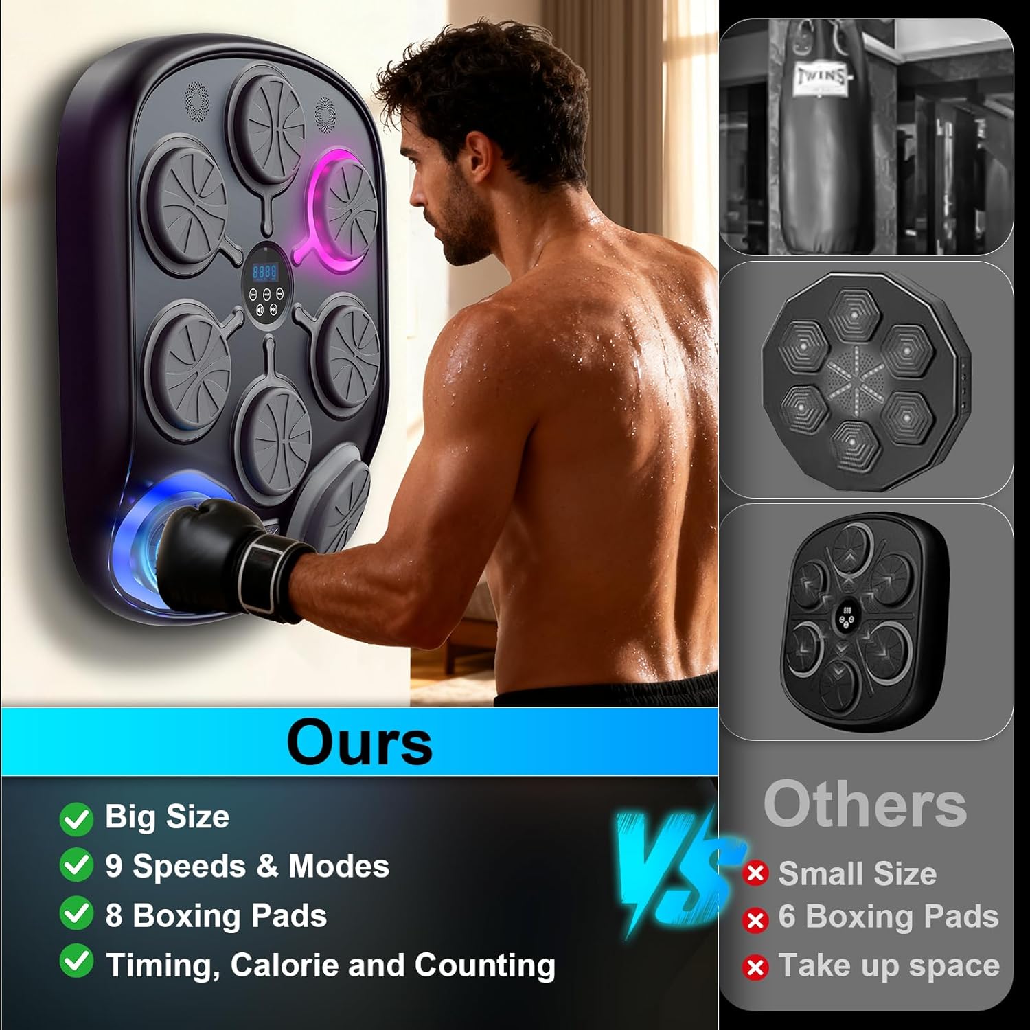 Smart Music Punching Machine w - Home Gym Wall Mounted avaliação e preço