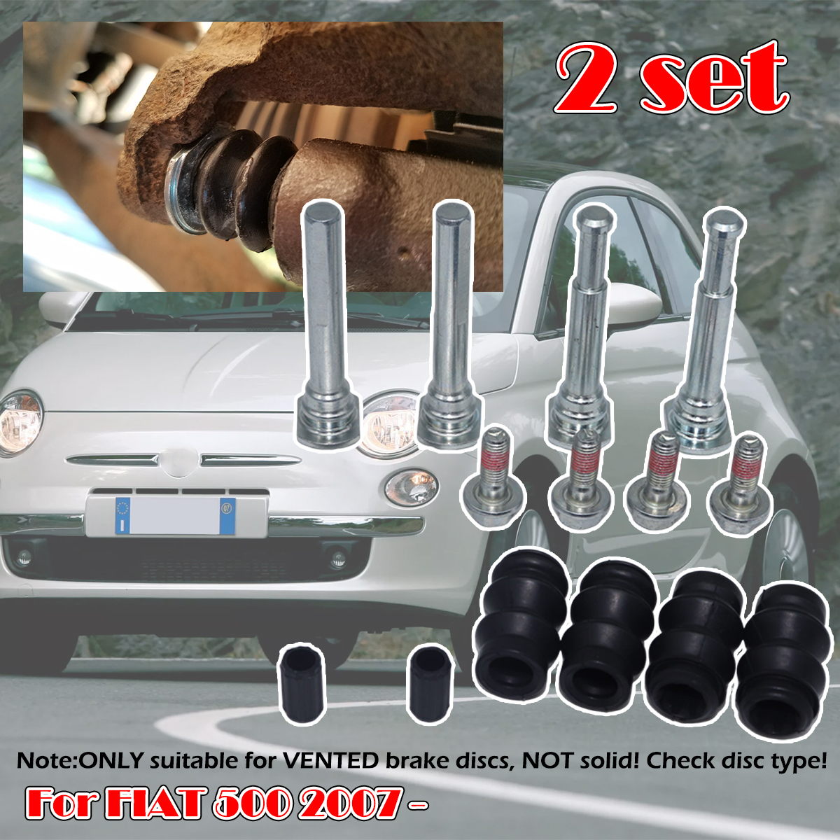 2Set For FIAT 500 2007 - Front - Gliding Disc Slider avaliação e preço
